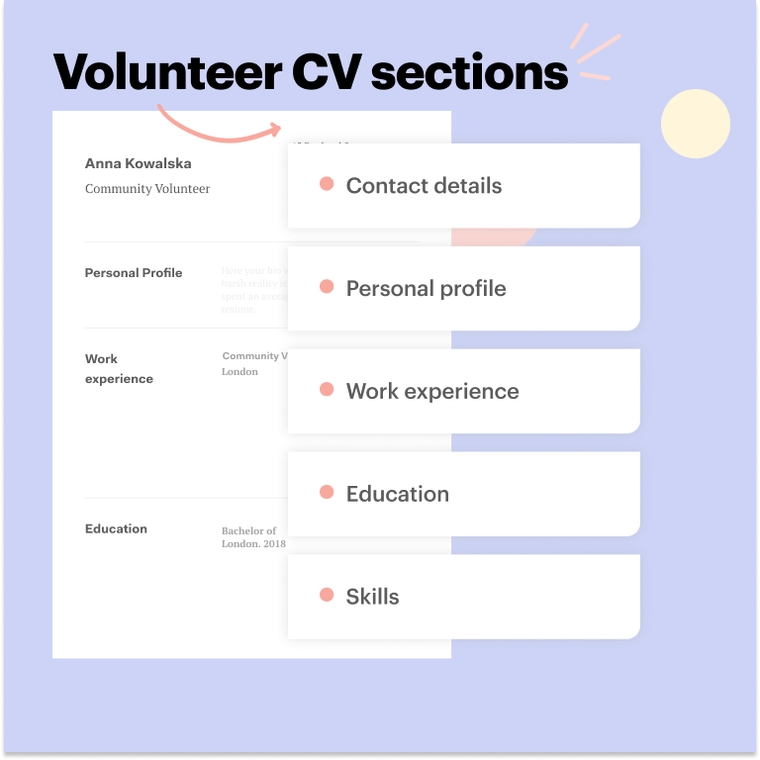 Volunteer CV Sections