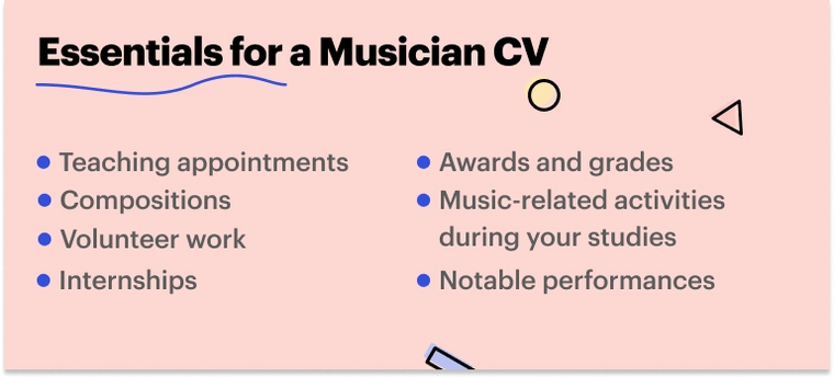 Essentials for musician CV