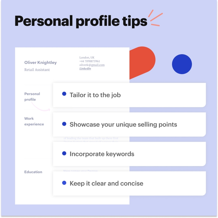retail CV personal profile tips