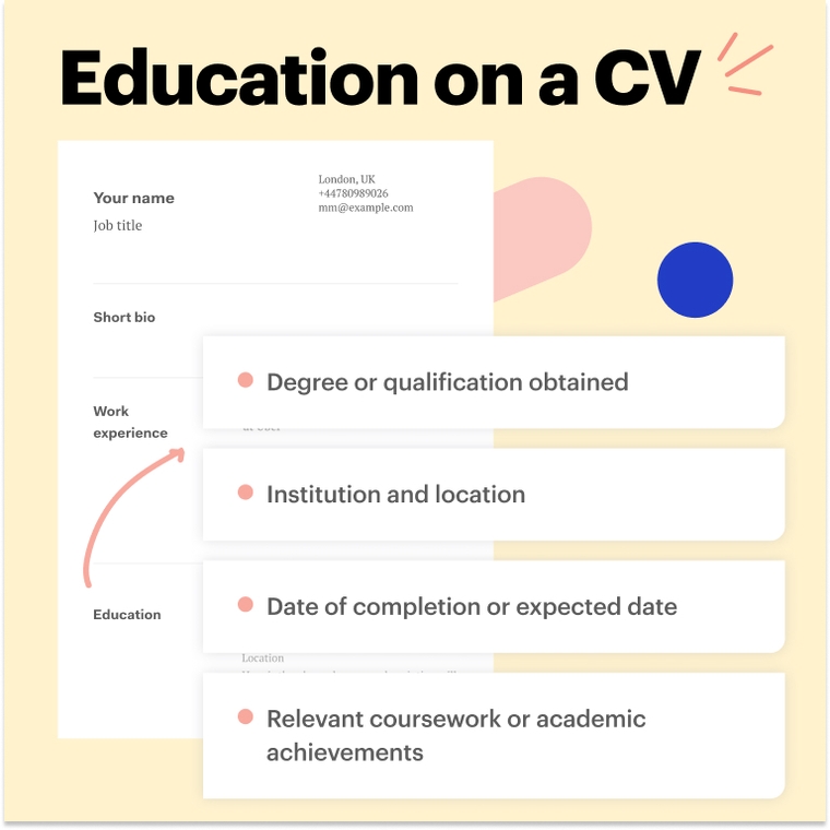 Education section on librarian CV