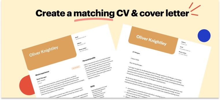 Matching CV and cover letter for banking