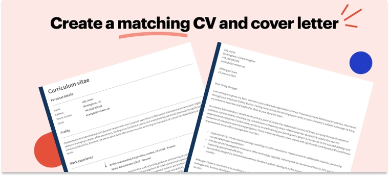 Matching admin CV and cover letter