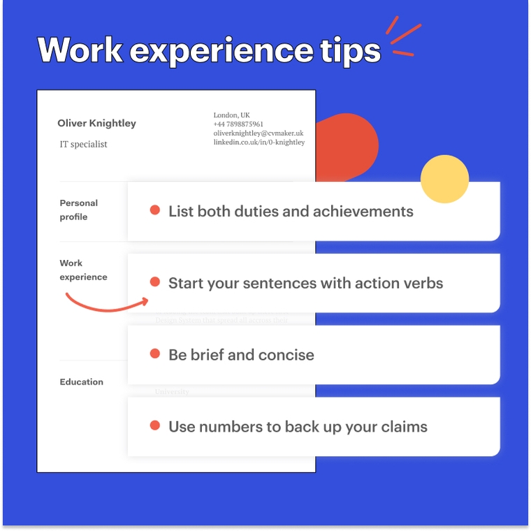 IT CV - Work experience tips