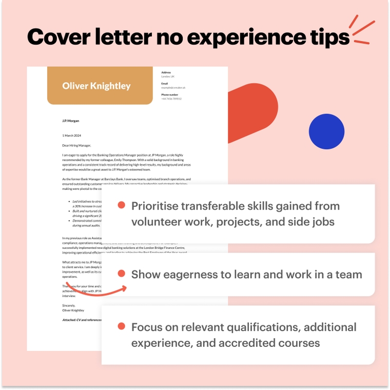 Tips for a banking cover letter with no experience