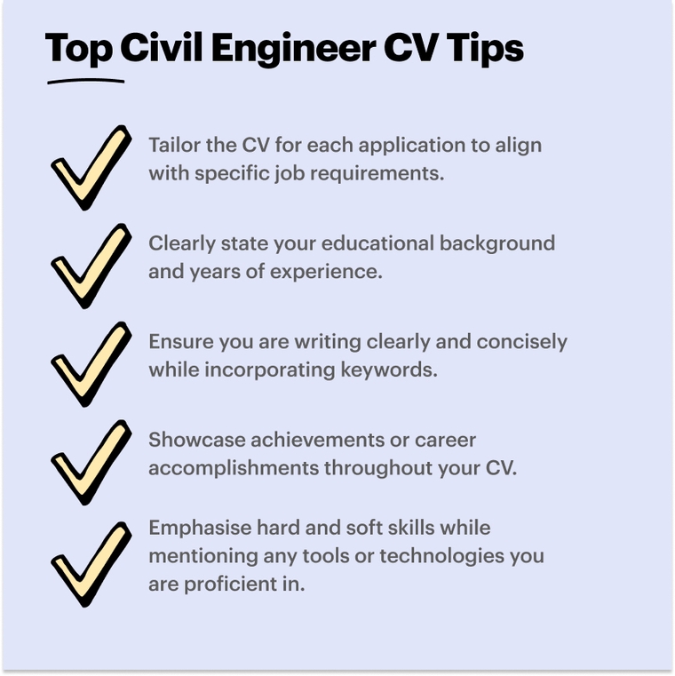 top civil engineer CV writing tips
