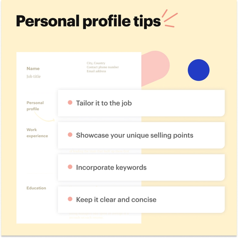 Artist CV personal profile CV tips
