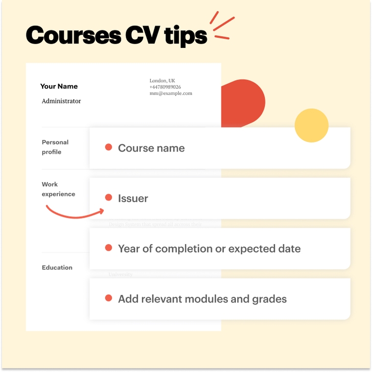 Admin CV courses and certificates tips