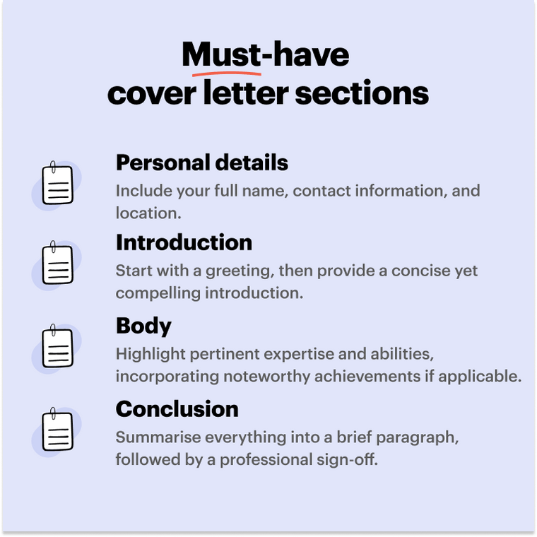 Example of a receptionist cover letter sections