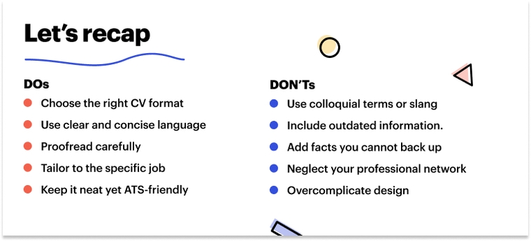 Dos and don'ts for CV with little to no experience