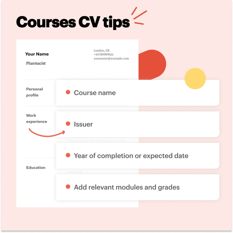 Pharmacist courses CV tips