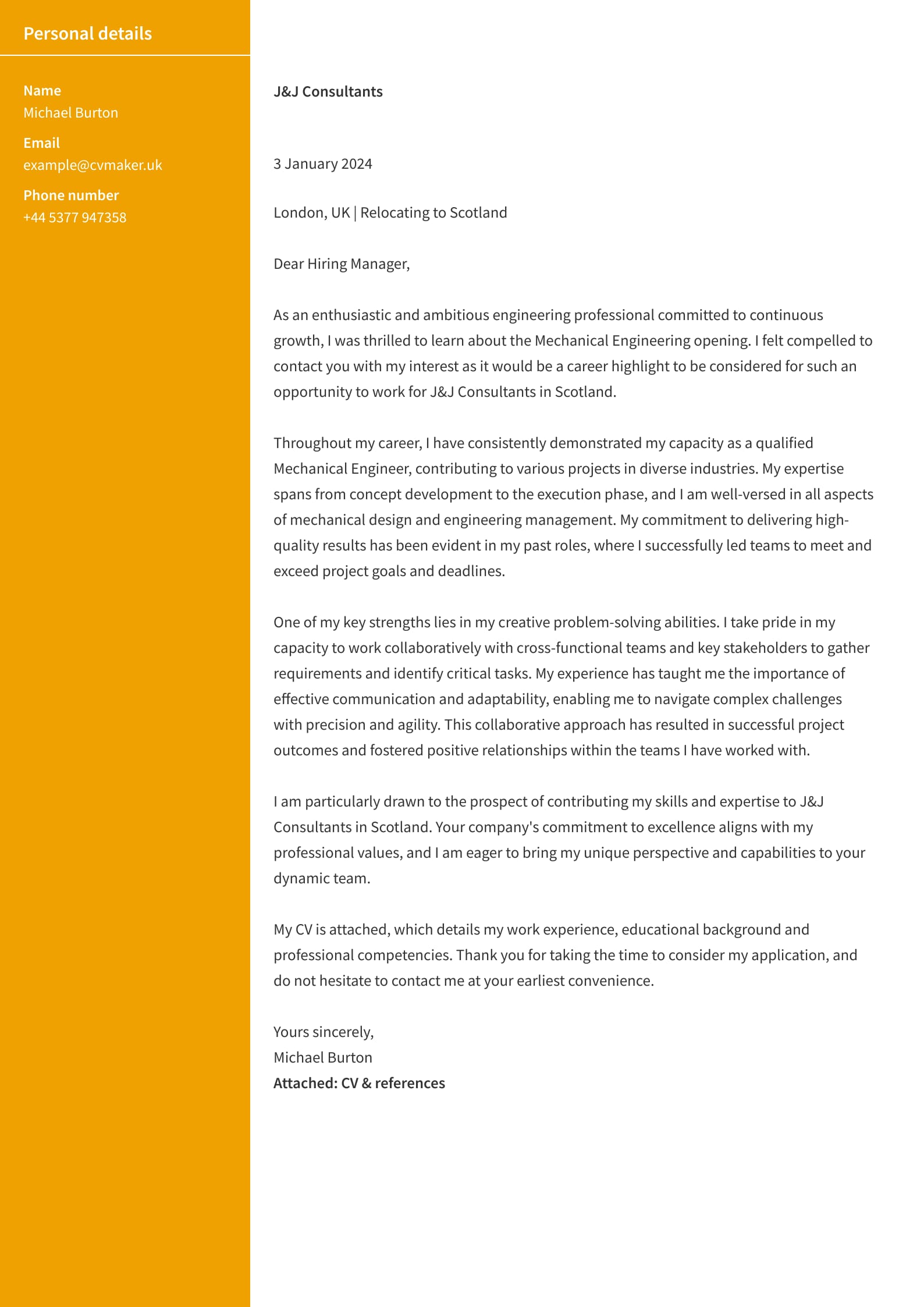 Cover Letter Example - Engineering - Stanford template 