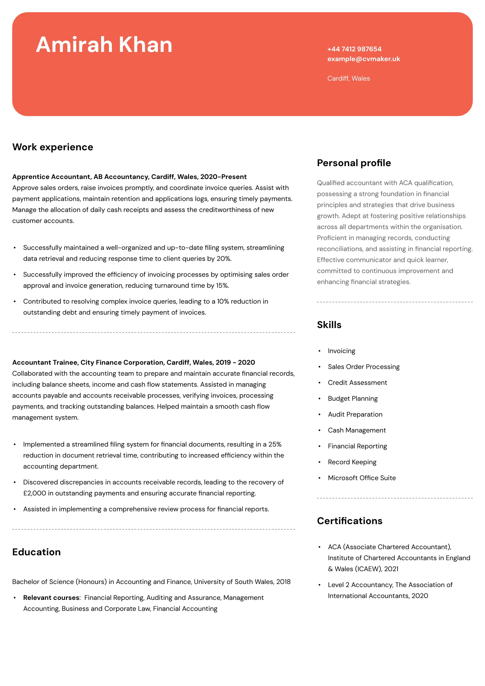 CV example - Apprenticeship- Erasmus template