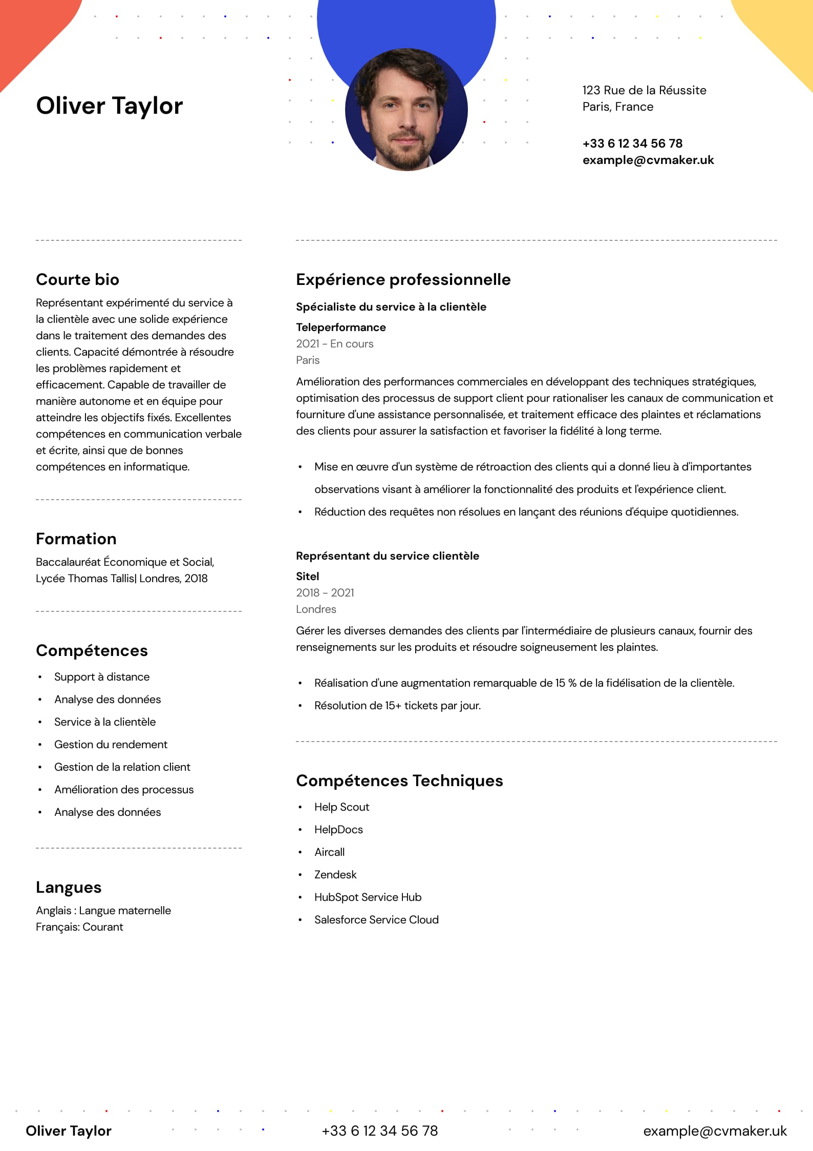French CV template
