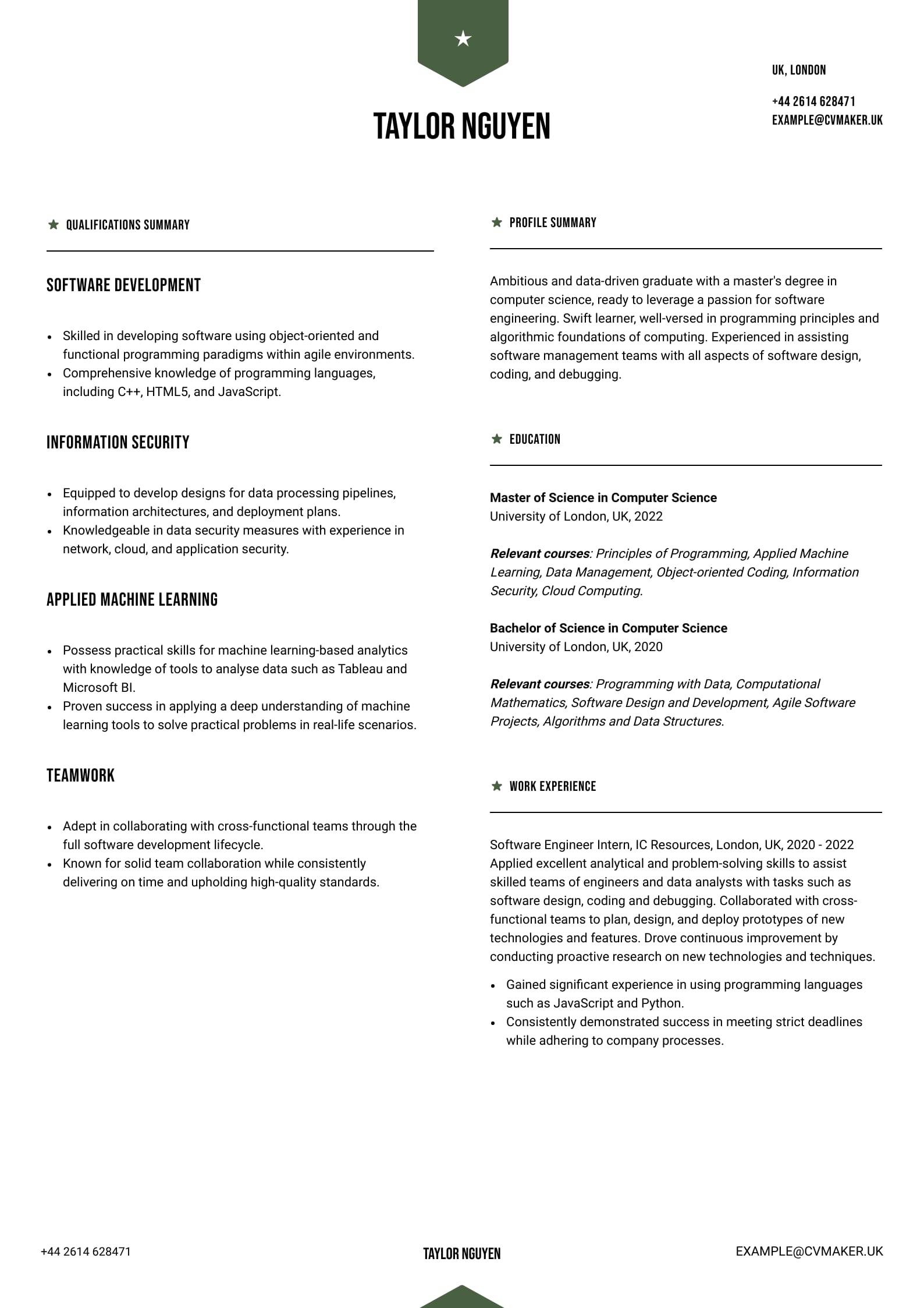 CV example - Skills-based CV - Peking template