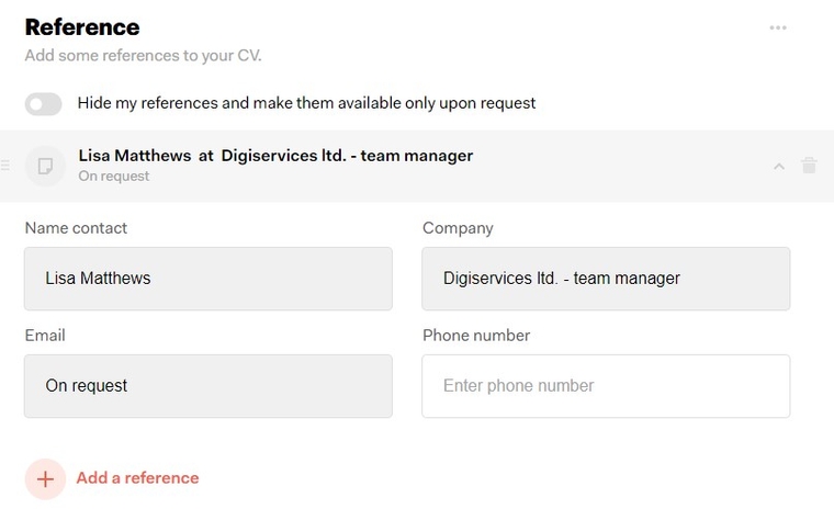 Adding reference to a CV with CVMaker Adding reference to a CV with CVMaker
