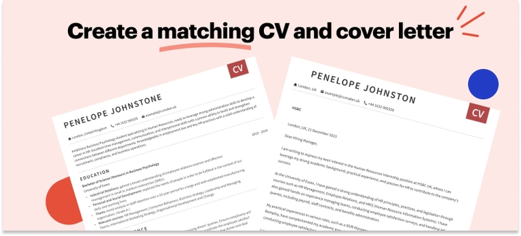 Matching CV and cover letter for a student