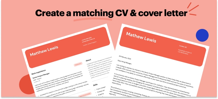 matching PM CV and cover letter
