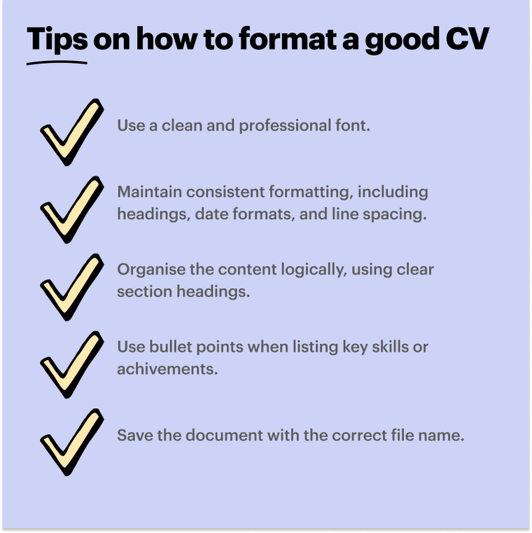 good CV example - formatting tips