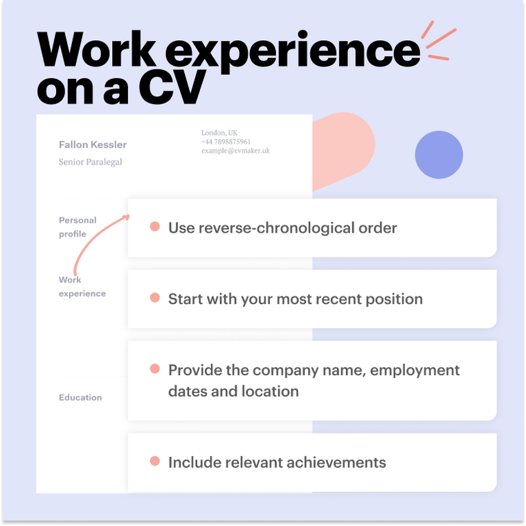 CV tips work experience