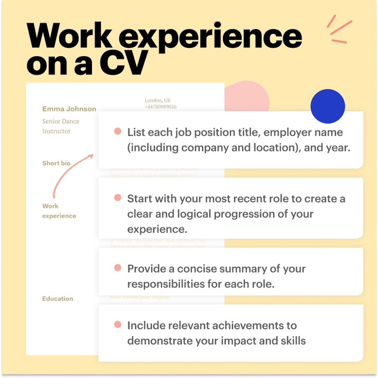 CV work experience tips