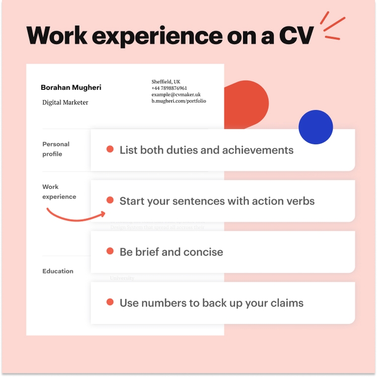 Digital Marketing - Work experience on a CV