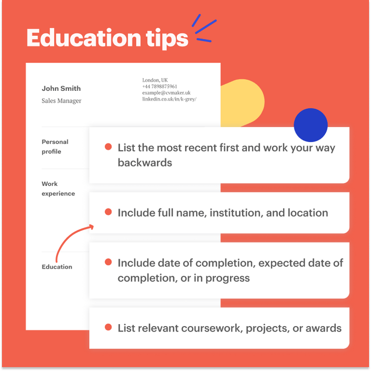 chronological CV education tips 