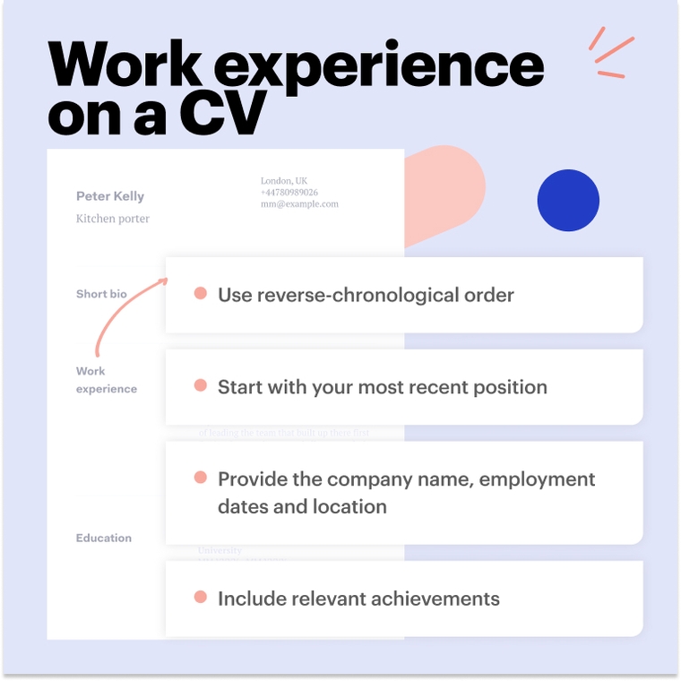 CV Work experience tips