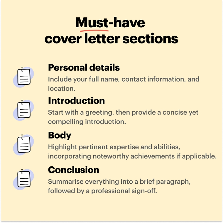 Cleaner must-have cover letter sections
