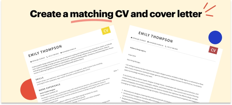 Matching graphic designer CV and cover letter