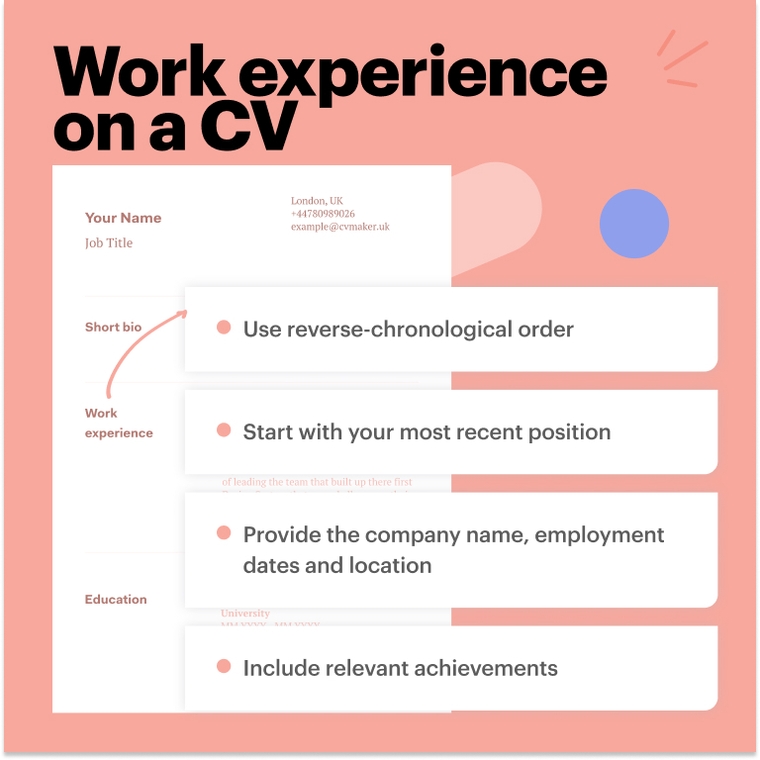 Work experience CV tips Work experience CV tips