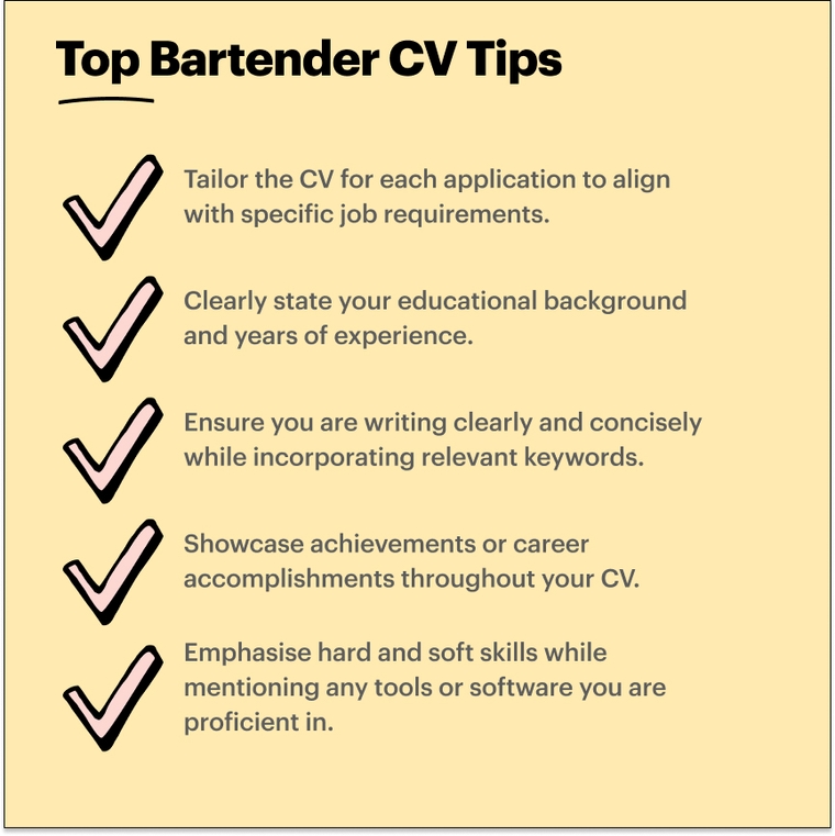 CV tips Bartender
