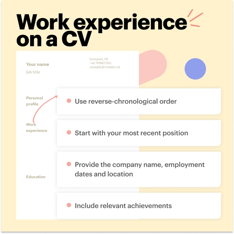 Work experience CV tips