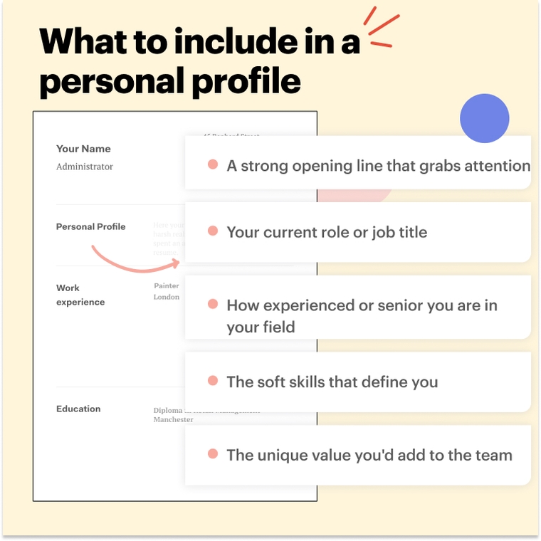 Admin CV personal profile tips