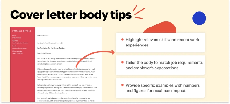 How to write the body of a cover letter for a cleaner | Template & tips