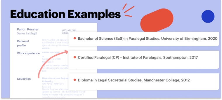 Education examples paralegal CV Education examples paralegal CV
