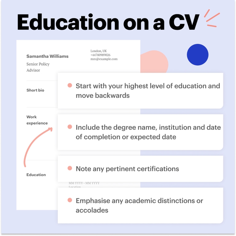education on civil service CV