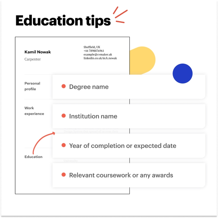 Carpenter CV - education tips