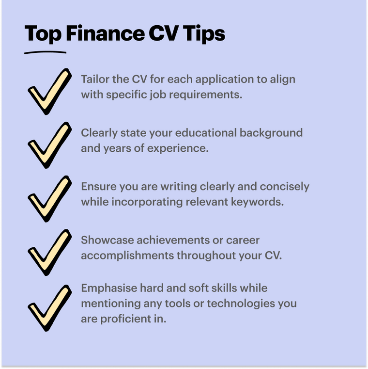best finance CV tips and examples