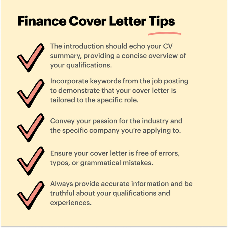 best finance cover letter tips