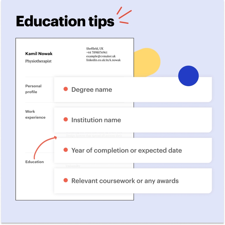 Physiotherapist CV - education tips