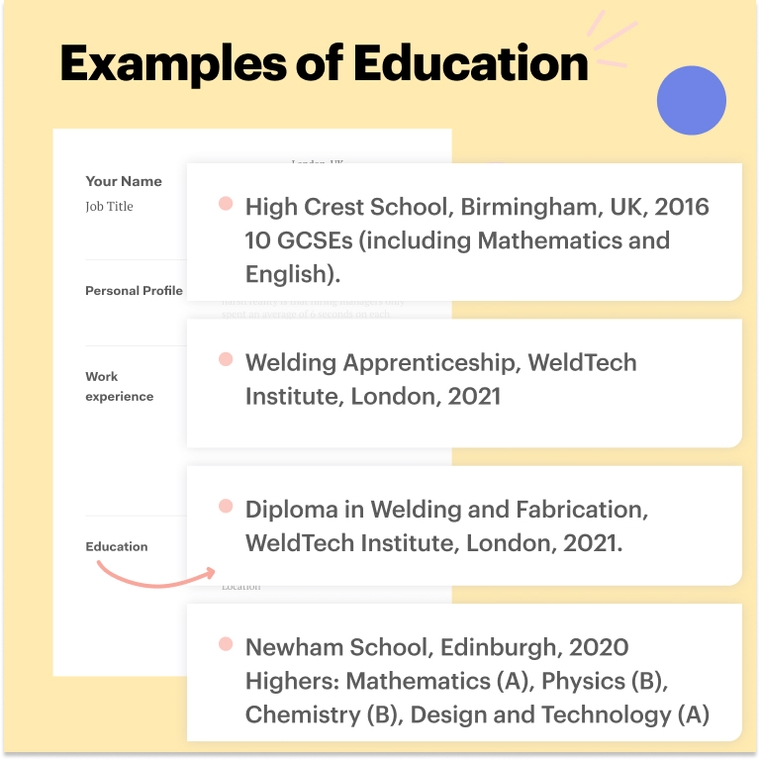 Education examples welder CV