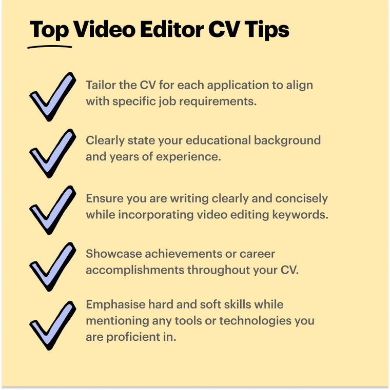 video editor CV top tips