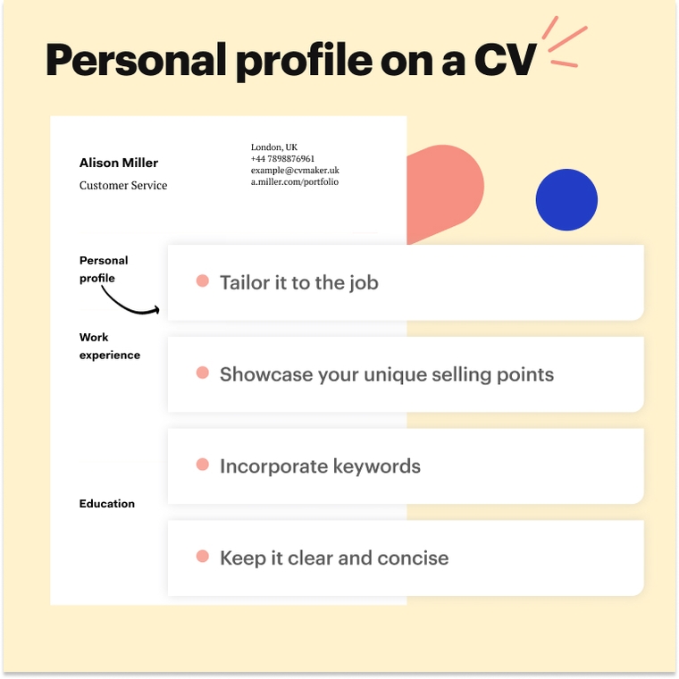 Customer Service - Personal profile CV tips