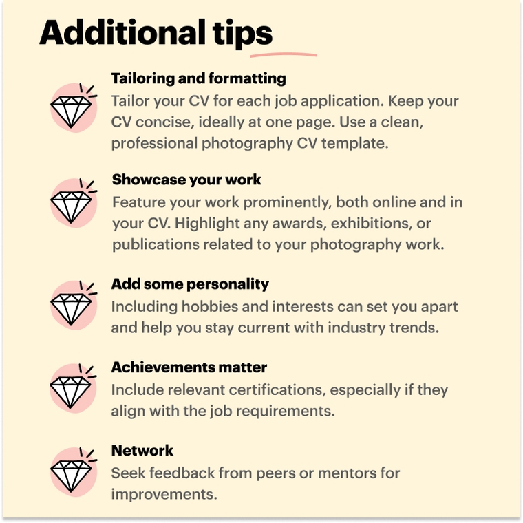 Photography CV tips