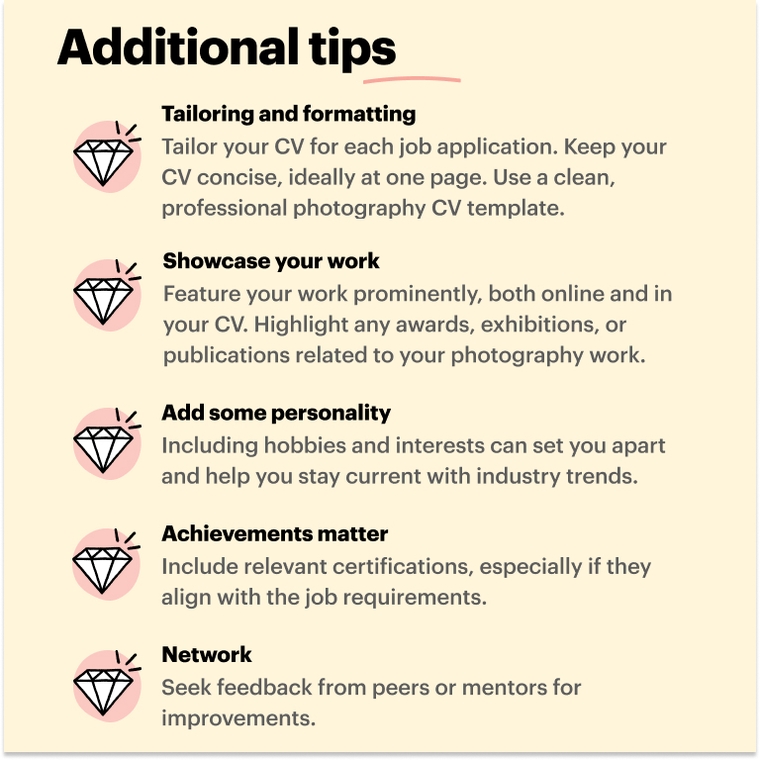 Photography CV tips Photography CV tips