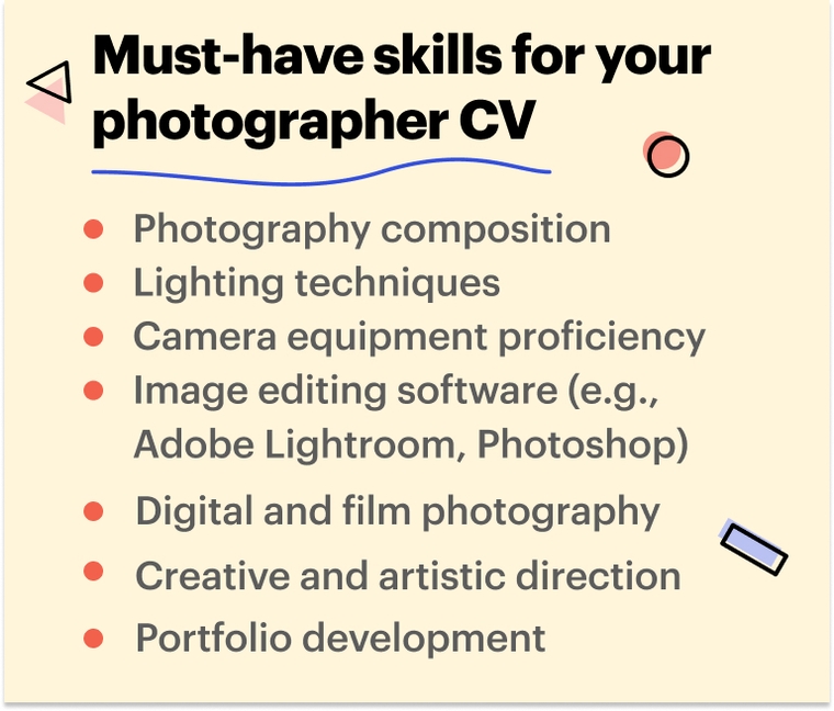 must-have skills photography CV