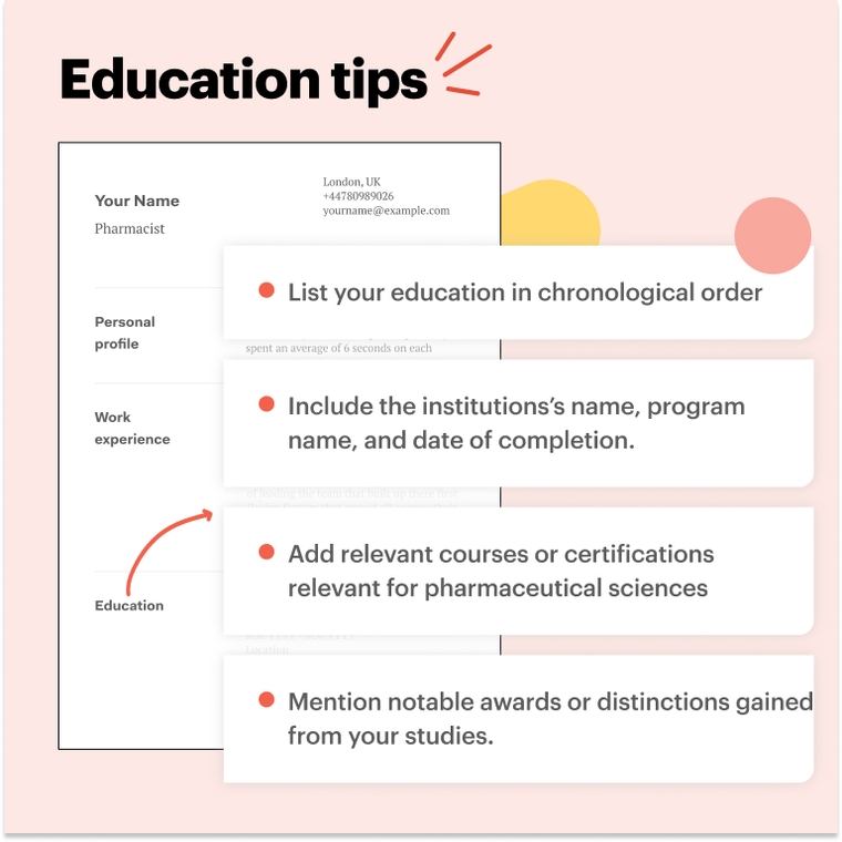 Pharmacist education CV tips