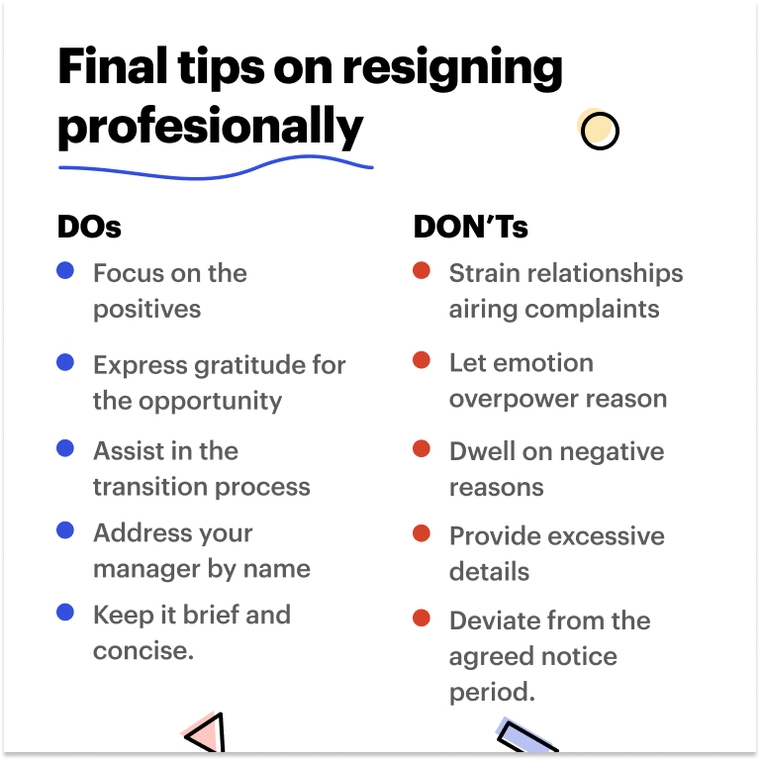 Tips on how to resign professionally - DOs and DON'Ts