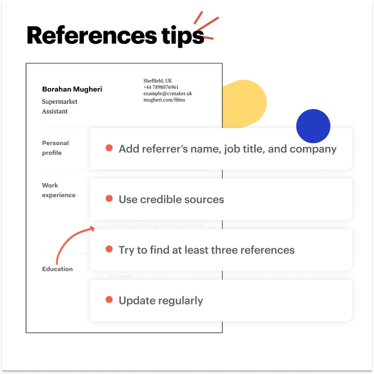 Supermarket CV - References tips