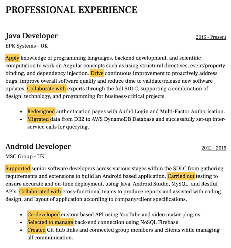 ATS-friendly Software Developer CV example ATS-friendly Software Developer CV example